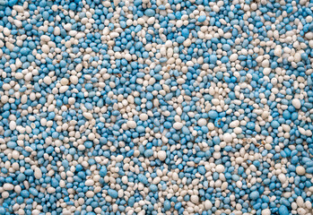 Blue and white sugared anise seeds, traditional Dutch topping for baby boy birth celebration treat called Beschuit met muisjes