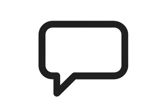A simple speech bubble icon, typically used to represent dialogue or communication. Concept Speech Bubble Icon, Dialogue Representation, Communication Symbol, Graphic Design, User Interface Element
