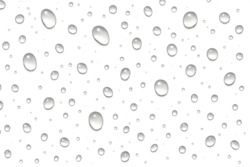A collection of water droplets on a black background, creating a textured, reflective surface effect. Concept Water Droplets, Textured Surface, Reflective Effect, Black Background