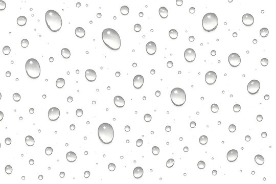 A collection of water droplets on a black background, creating a textured, reflective surface effect. Concept Water Droplets, Textured Surface, Reflective Effect, Black Background