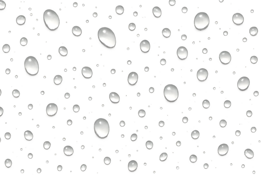 A collection of water droplets on a black background, creating a textured, reflective surface effect. Concept Water Droplets, Textured Surface, Reflective Effect, Black Background