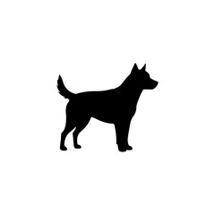 Dog silhouette vector flat design.
