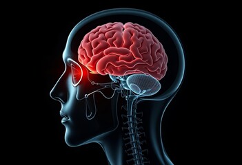 Obraz premium 3d rendered illustration of human brain in the black background.