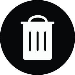 Simple white trash can icon inside a black circle for deletion and removal actions vector