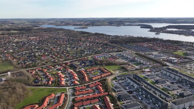 Skanderborg Denmark aerial view skyline