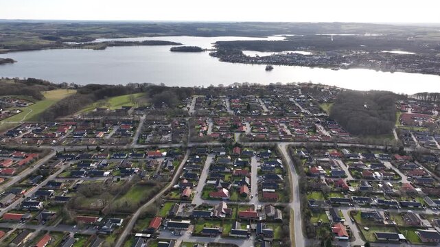 Skanderborg denmark aerial of homes and living