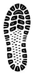 Black and White Sole Print of a Boot with Textured Tread Pattern
