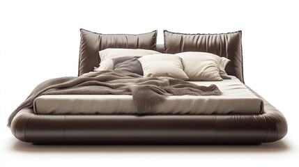 Obraz premium Luxurious bed on white background