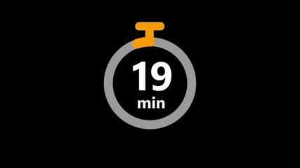 24 minute countdown clock animation, Circular countdown timer for 24 minute on an isolated background. Countdown timer from 24 to 0 minutes with alpha channel, Clock - Powered by Adobe