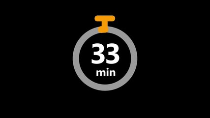 38 minute countdown clock animation, Circular countdown timer for 38 minute on an isolated background. Countdown timer from 38 to 0 minutes with alpha channel, Clock