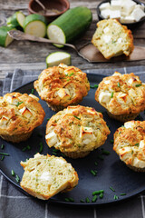 Greek Style Zucchini Feta Muffins, top view