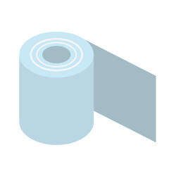 A roll of light blue medical tape is partially unrolled, revealing a smooth, wide strip extending to the right.