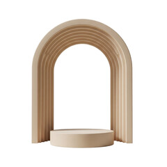 Beige podium with an arched backdrop for product presentation
