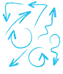 set of hand drawn blue arrows