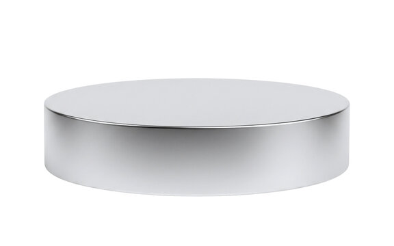 Silver chrome cylinder podium for a luxury product display