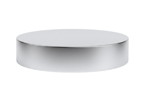 Silver chrome cylinder podium for a luxury product display