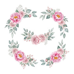 Pink floral arrangement isolated on transparent background