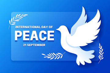 International Day of Peace celebrated with a symbol of hope a white dove and olive branches