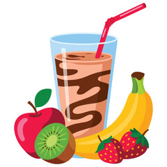 Fruit cocktail drink vector illustration isolated on white background