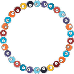 Billiards sport frame. Colorful design for players template. Baby shower design