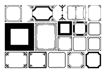 Collection of Decorative Black and White Frames and Borders
