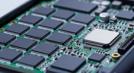 Computer Circuit Board with Microchips | Modern Electronics, Technology Hardware and IT Infrastructure