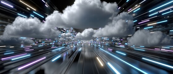 Futuristic Cloud Computing and Data Transfer Concept