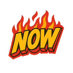 Naklejka premium Fiery now text isolated on transparent background