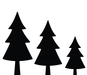 Fototapeta premium Minimalist icon of three coniferous trees standing tall against on white background