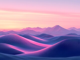 Panoramic Landscape of Sand Dunes System Along a Serene Coastal Beach, sunset in desert