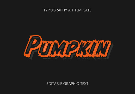 Orange And Black Flat Halloween Font Spiky Pumpkin Horror Text Effect
