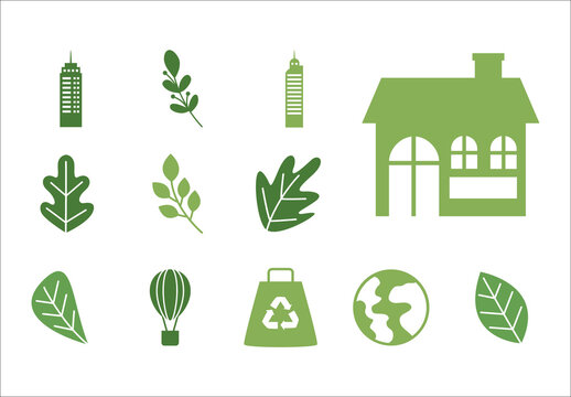 Green Ecology Nature Recycle Environment Icons Set