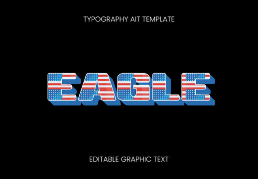 Red And Blue USA Font Flag American Retro 3D Text Effect