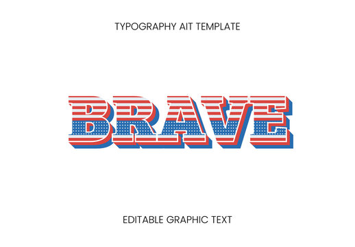 Red And Blue USA Font Flag American Brave Text Effect