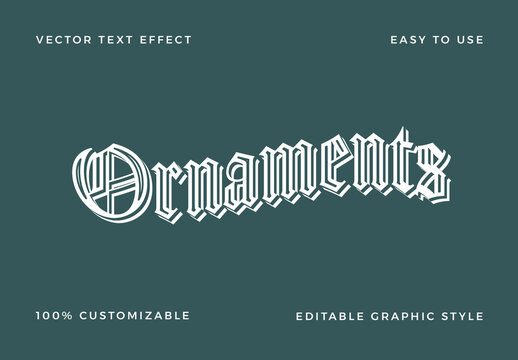 White Flat Victorian Font Gothic Decorative Vintage Text Effect