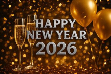 3D animation of Welcome 2026, Happy New year's eye for 2026