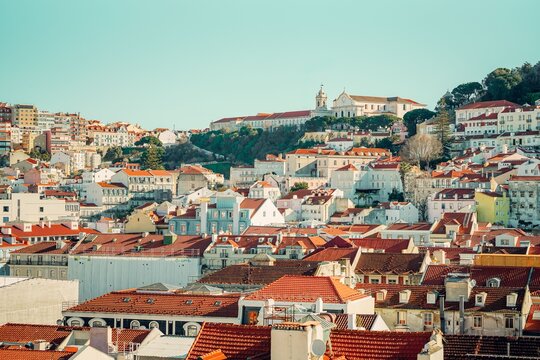 Scenic view of Lisbon's historic architecture. - Powered by Adobe