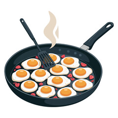 Fried eggs breakfast food vector illustration isolated on white background