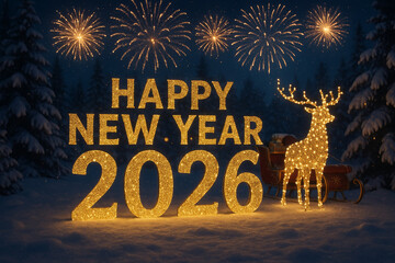 3D animation of Welcome 2026, Happy New year's eye for 2026
