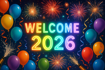 3D animation of Welcome 2026, Happy New year's eye for 2026
