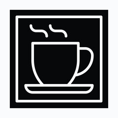 Coffee Cup Signboard Vector Icon, Isolated Vector Silhouette Style Icon,