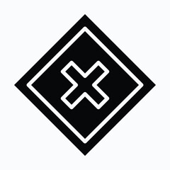 Cross Sign Vector Icon, Isolated Vector Silhouette Style Icon,