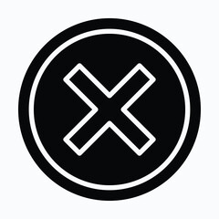 Cross And Stop Mark Vector Icon, Isolated Vector Silhouette Style Icon,