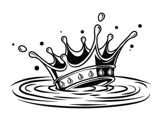 Fototapeta premium Elegant king crown falling into water