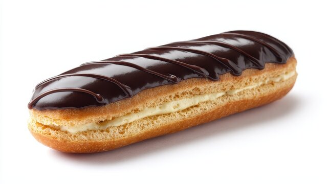Ultra quality image of eclair on plain white background - product photography.