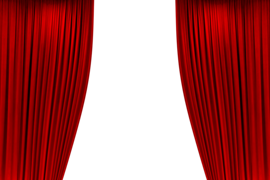 stage curtain Open Red, photo, png isolated on transparent background	
