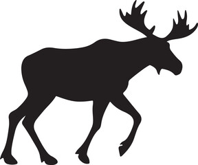 Fototapeta premium A strong silhouette of a walking moose, ideal for representing North American wildlife, majestic nature, and outdoor-themed designs