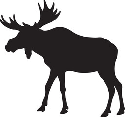 Obraz premium A strong silhouette of a walking moose, ideal for representing North American wildlife, majestic nature, and outdoor-themed designs