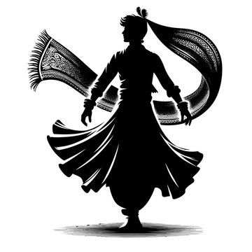 black silhouette whirling dervish clip art preview
