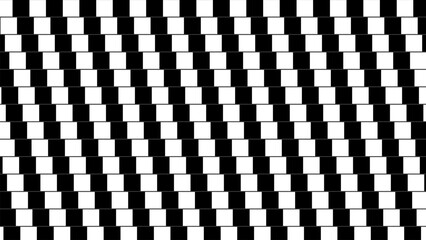 Chessboard Illusion: Black and white squares covered with wavy horizontal lines, creating an optical illusion.